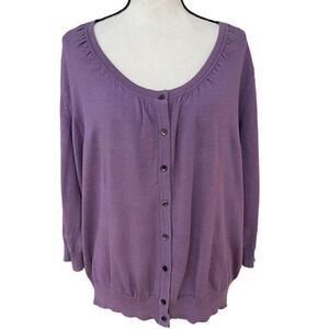 Forth & Towne Allegory purple silk/cotton blend button down cardigan Size XXL.